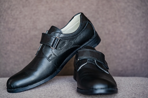 childrens black leather shoes