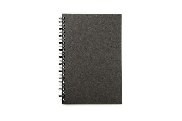 Black Notebook Isolated - Top View. 