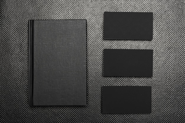 Premium Photo Black Paper Pieces Mock Up Top View On Black Background