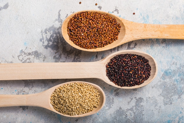 Download Free Black Red And White Quinoa Grains In A Wooden Spoon On White Use our free logo maker to create a logo and build your brand. Put your logo on business cards, promotional products, or your website for brand visibility.