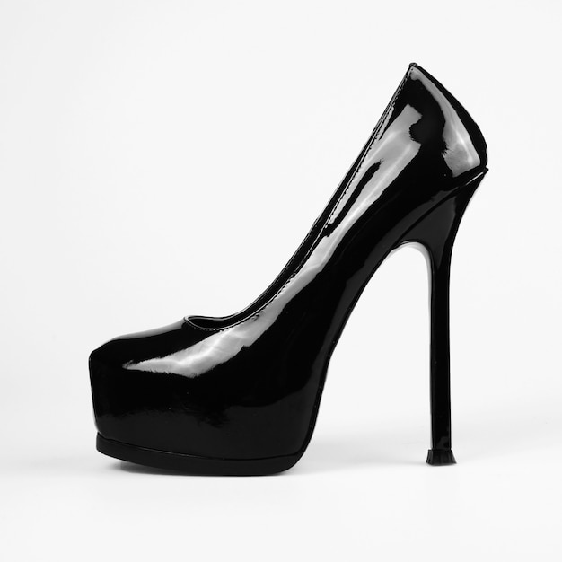 black shiny stiletto heels