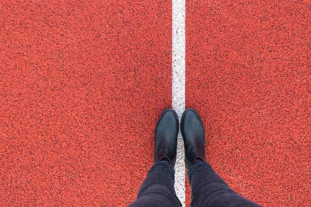 black shoes white line
