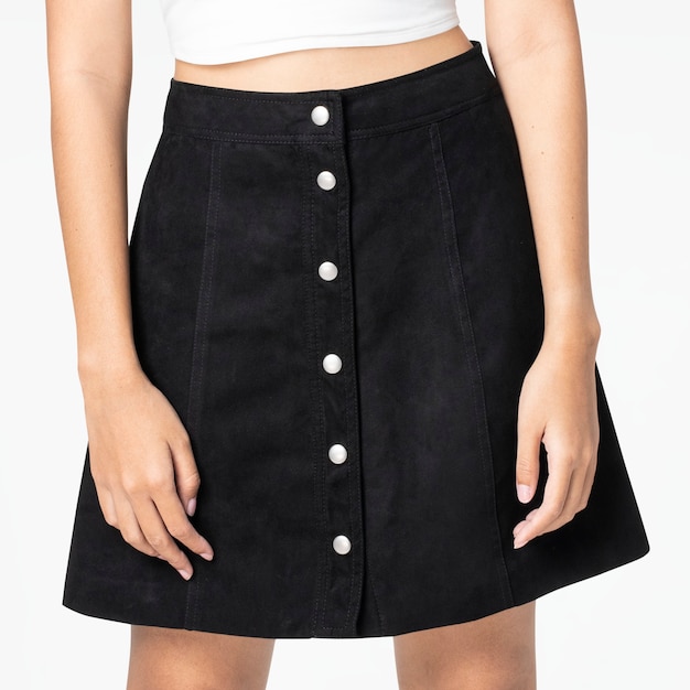 Free Photo | Black suede a-line skirt with design space women's street ...