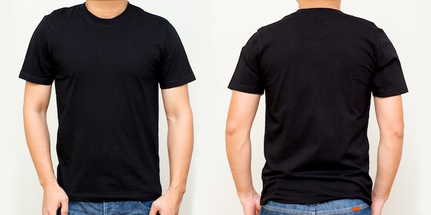 Premium Photo | Black t-shirt front and back, mock up template for design print
