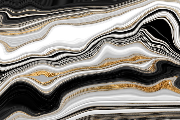 Premium Photo Black And White Gold Veined Marble Texture Abstract Agate Ripple Background