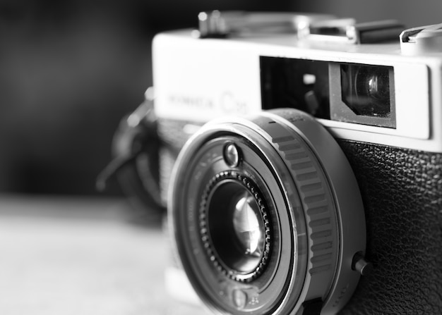 Premium Photo | Black and white image of film cameras that had been ...