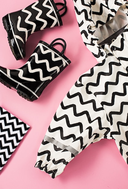 black and white rubber shoes