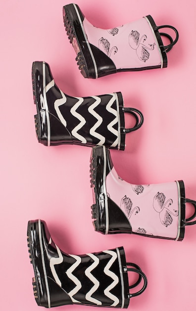 black and white rubber shoes