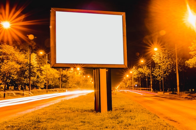 Free Photo | Blank advertisement billboard with light trails in ...