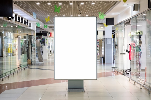 Download Premium Photo Blank Advertising Sign Mockup Inside Shopping Center PSD Mockup Templates