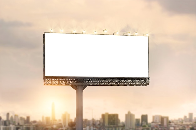 Download Blank billboard for advertisement on city sunset background | Premium Photo