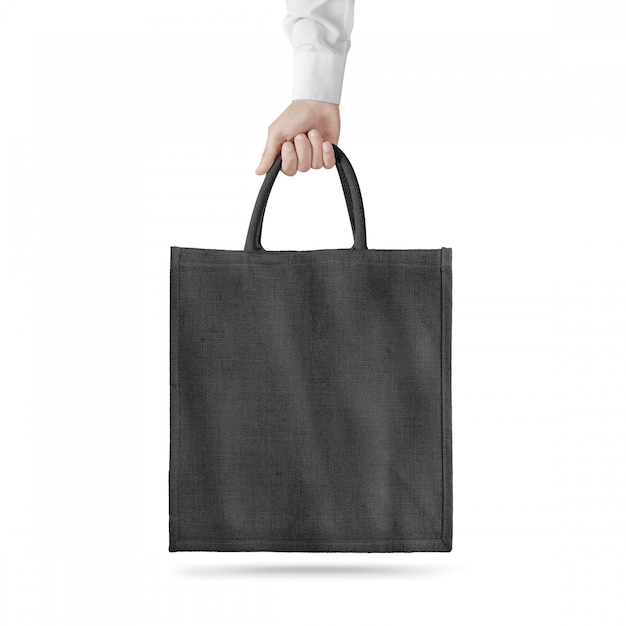 Download Blank black cotton eco bag design mockup isolated ...