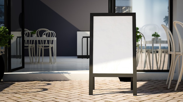 Premium Photo | Blank board mockup on restaurant entrance