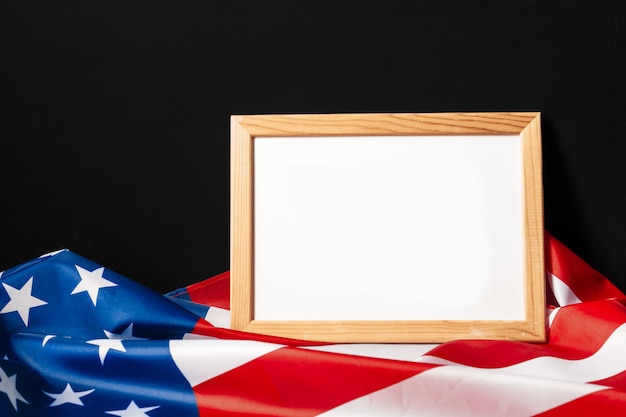 Blank frame on american flag | Premium Photo