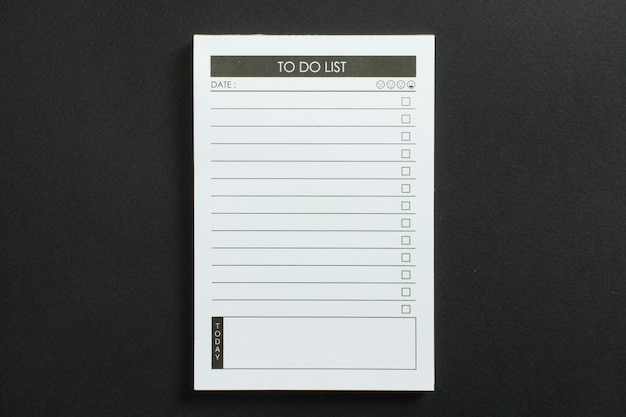 Blank to do list pocket planner with checklist for checkmark on black ...