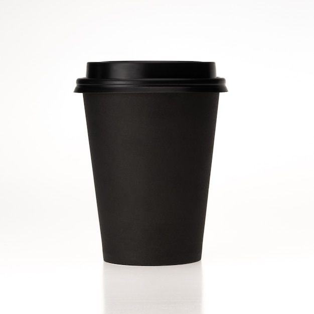 Download Premium Photo | Blank mockup for desigh black paper with black plastic cap coffee cup for take ...