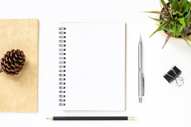 Premium Photo Blank Notebook Page Is On Top Of White Office Desk