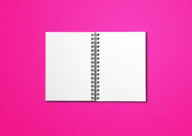 Download Premium Photo | Blank open spiral notebook mockup isolated on pink background