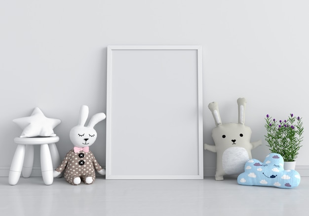 Download Blank photo frame for mockup and doll on floor | Premium Photo