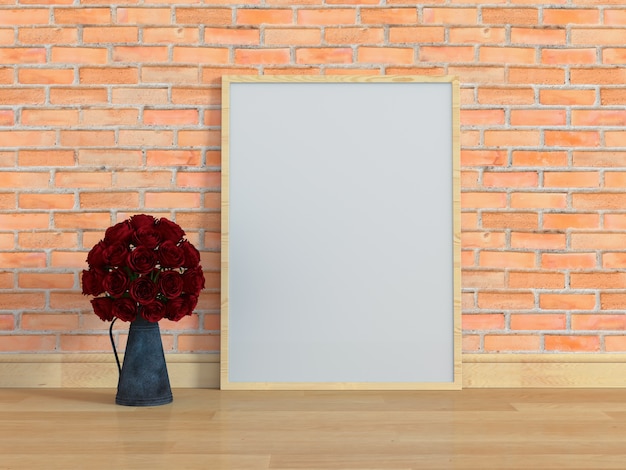 Download Blank photo frame for mockup on the floor | Premium Photo