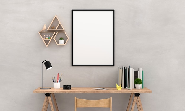 Download Premium Photo | Blank photo frame for mockup on wall, 3d ...