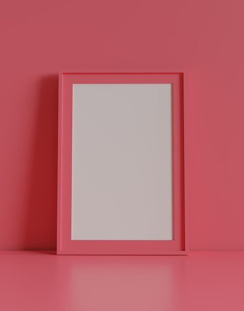 Download Premium Photo Blank Picture Frame With Table And Wall Background 3d Rendering
