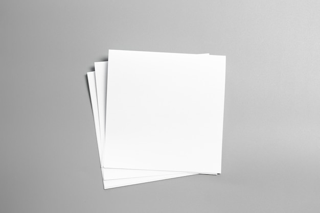 Blank portrait mock-up paper. brochure magazine isolated on gray, changeable background Premium Photo