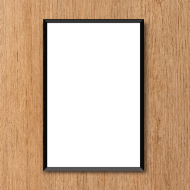 Premium Photo | Blank poster frame on brown wood background design concept