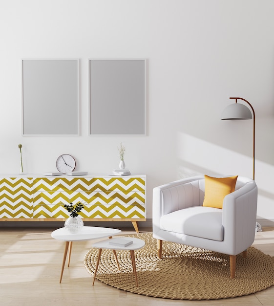Download Blank poster frames in stylish scandinavian living room ...