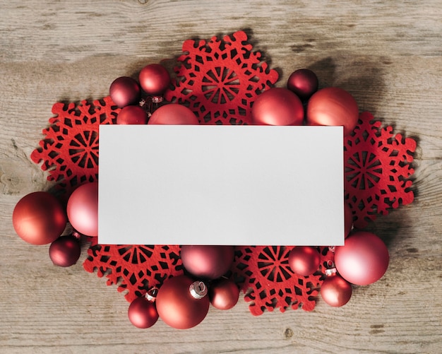 Download Free Photo | Blank space for text and mockup with red christmas ornament