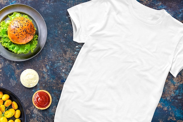 Premium Photo | Blank tshirt with food