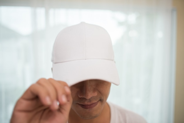 blank white baseball cap