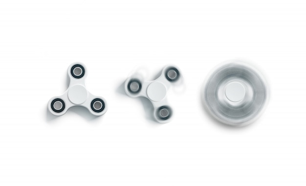 Blank white fidget spinner , static and spin, top view Premium Photo