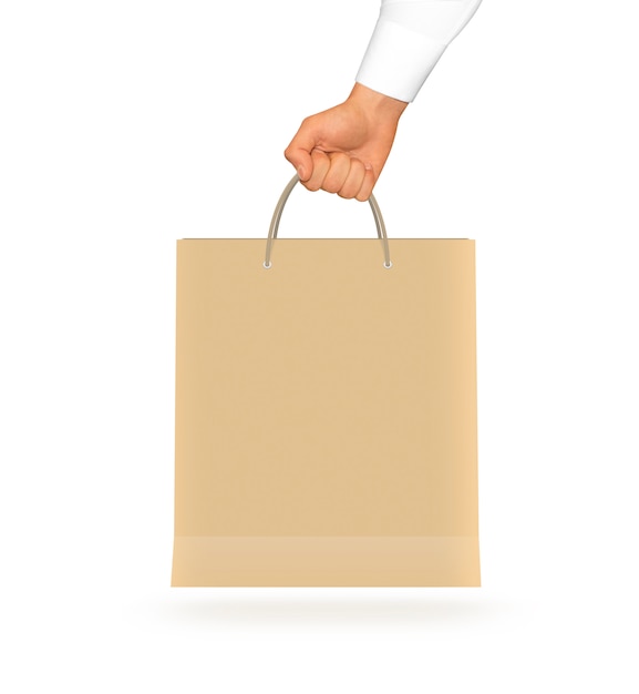 Download Premium Photo Blank Yellow Paper Bag Mock Up Holding In Hand PSD Mockup Templates