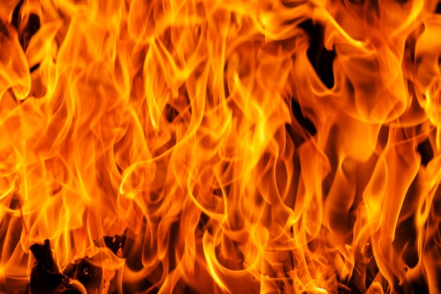 燃える炎の背景とテクスチャ プレミアム写真