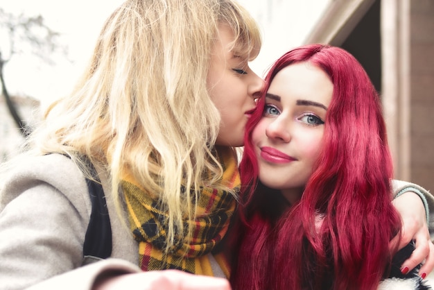 Lesbians Lipstick Kissing Telegraph