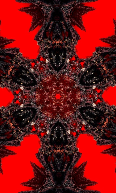 血まみれのルチルホラー赤い星万華鏡パターンの壁紙デザイン 血の染み縦の画像 プレミアム写真
