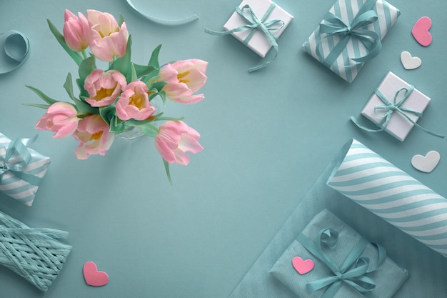 blue and pink wrapping paper