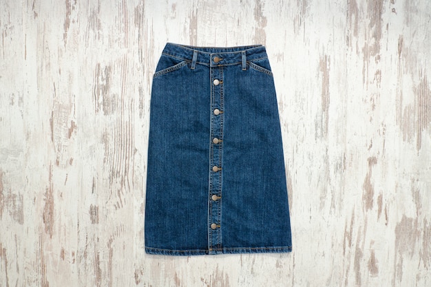 Premium Photo | Blue denim skirt