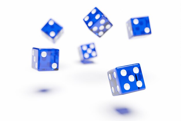 Premium Photo | Blue dice fly on white background . two dice casino ...