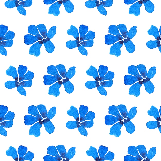 Premium Photo | Blue flowers watercolor paing in seamless pattern with ...