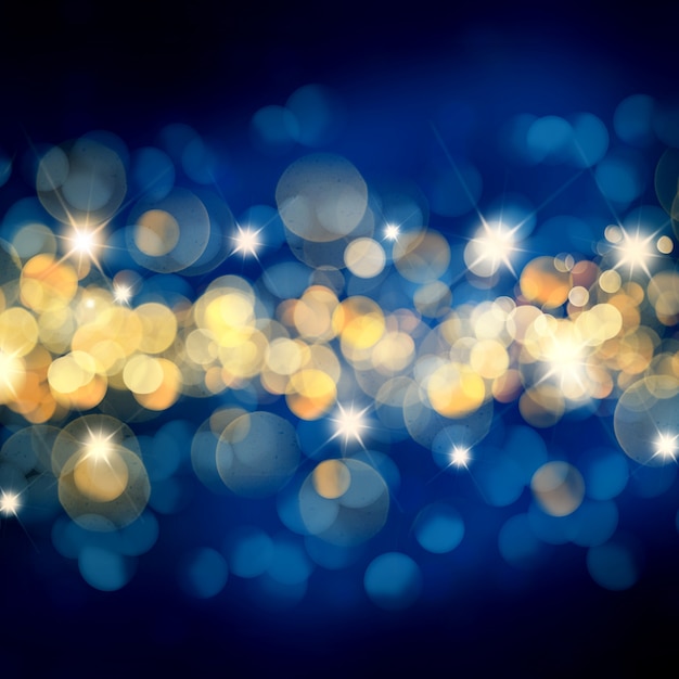 blue and gold bokeh