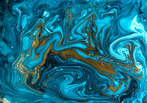 Premium Photo | Blue and gold marbling pattern. golden marble liquid ...