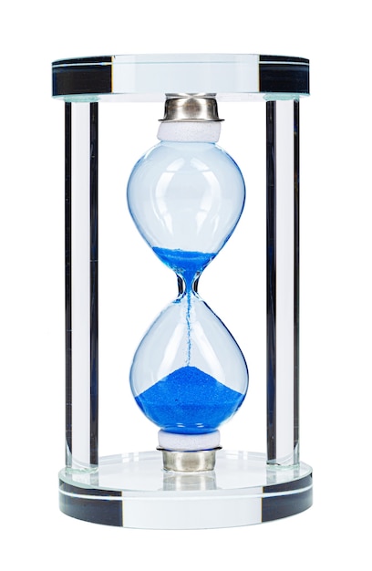 Premium Photo Blue Hourglass Isolated On White Background Close Up