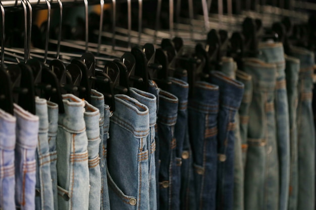 Premium Photo | Blue jeans in shop