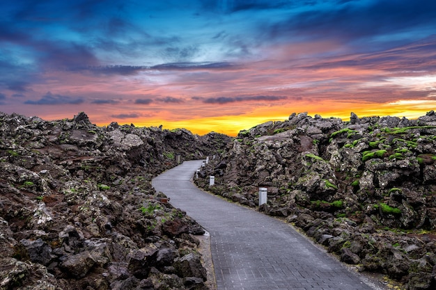 free-photo-blue-lagoon-entrance-with-lava-rocks-and-green-moss-at