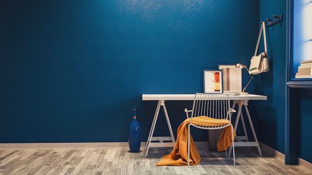 Premium Photo | Blue office room design.