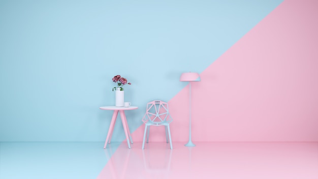 Blue and pink room | Premium Photo