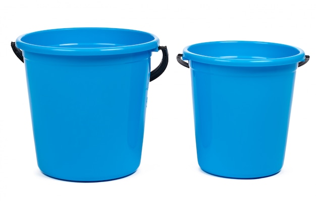 blue plastic bucket