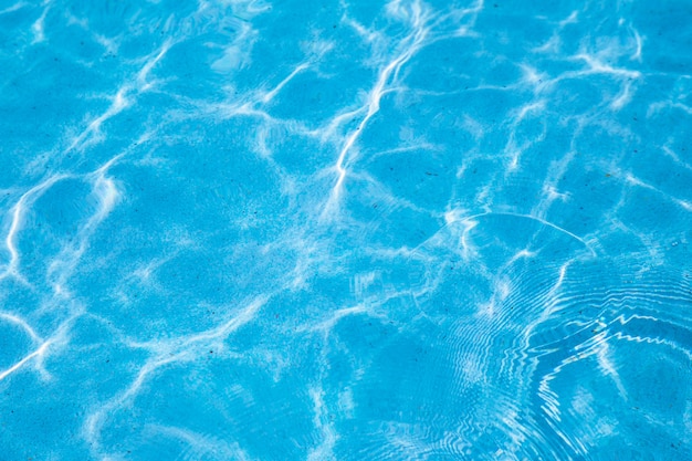 背景デザインのための日当たりの良い反射とスイミングプールで青いリッピング水 プレミアム写真